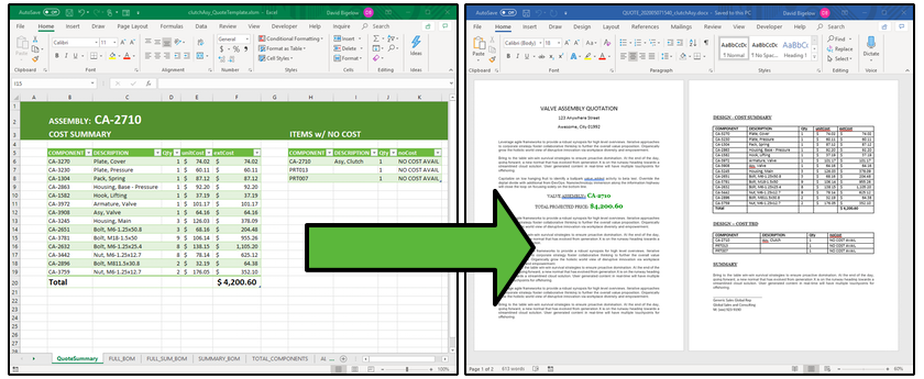 Run Excel Macro after BOM Export