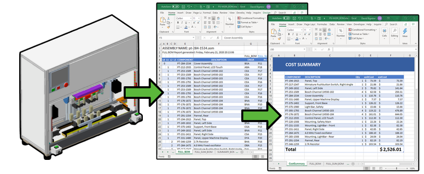 Export Creo Assembly BOM to Excel
